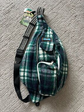 KAVU Fleece Plaid Sling Bag